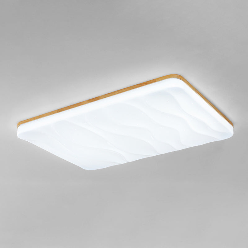 Modern Rectangle Ceiling Light Wood 1 Light LED Flush Mount Light for Bedroom