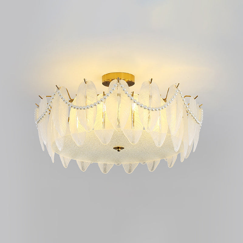 Semi Flush Mount Light Modern Glass Semi Mount Lighting for Bedroom