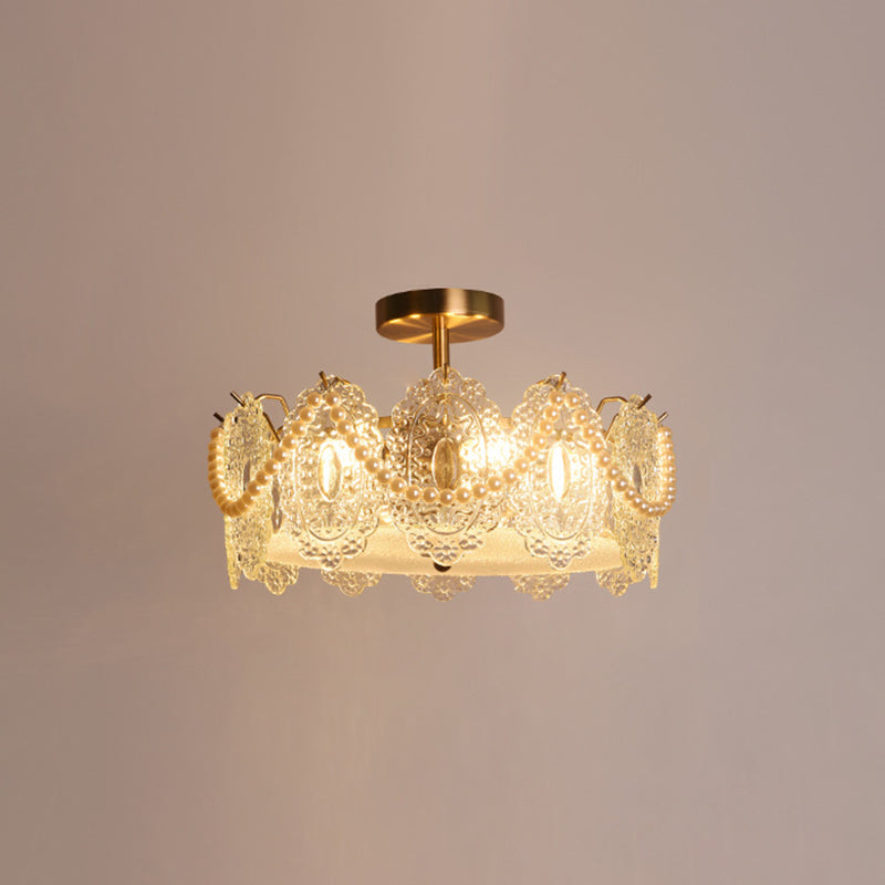 Semi Flush Mount Light Modern Glass Semi Mount Lighting for Bedroom