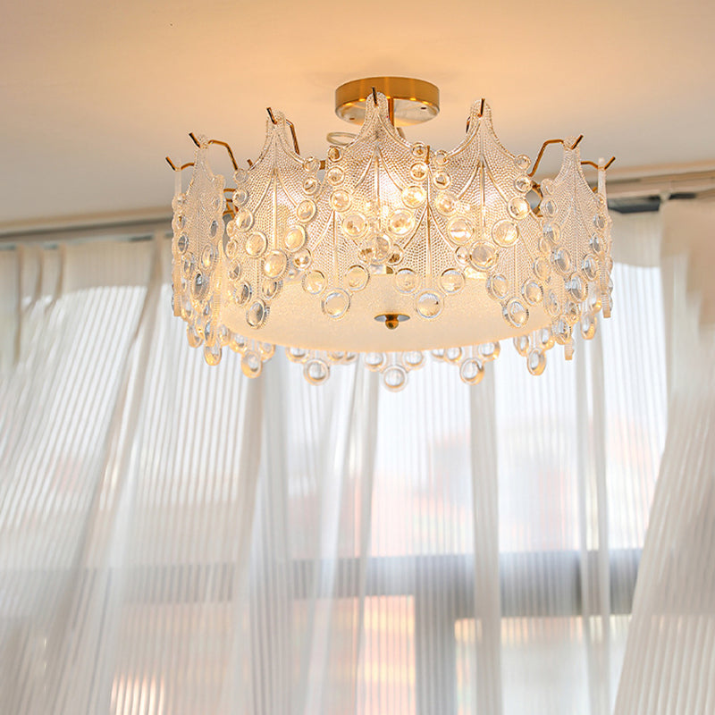 Semi Flush Mount Light Modern Glass Semi Mount Lighting for Bedroom