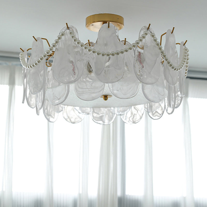 Semi Flush Mount Light Modern Glass Semi Mount Lighting for Bedroom