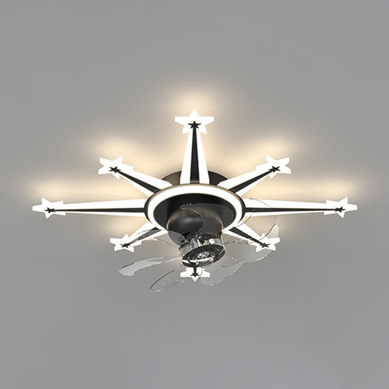 Multi Light Ceiling Fan Light Modern Style Metal Ceiling Fan Light for Bedroom