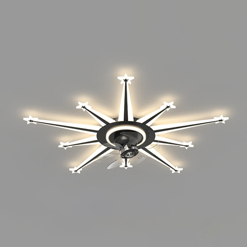 Multi Light Ceiling Fan Light Modern Style Metal Ceiling Fan Light for Bedroom