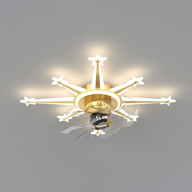 Multi Light Ceiling Fan Light Modern Style Metal Ceiling Fan Light for Bedroom