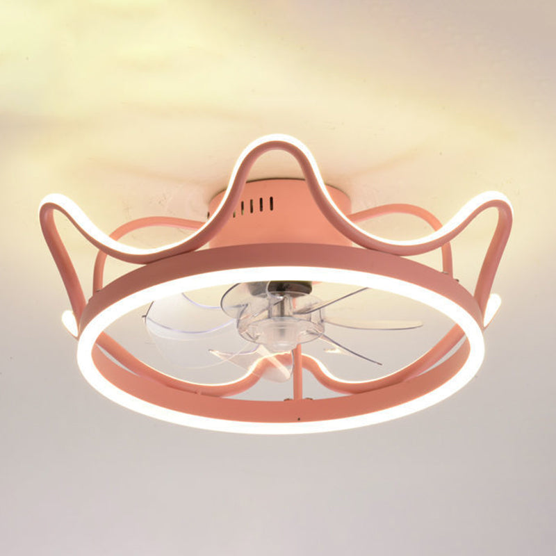 2 Light Ceiling Fan Light Modern Style Metal Ceiling Fan Light for Children's Room