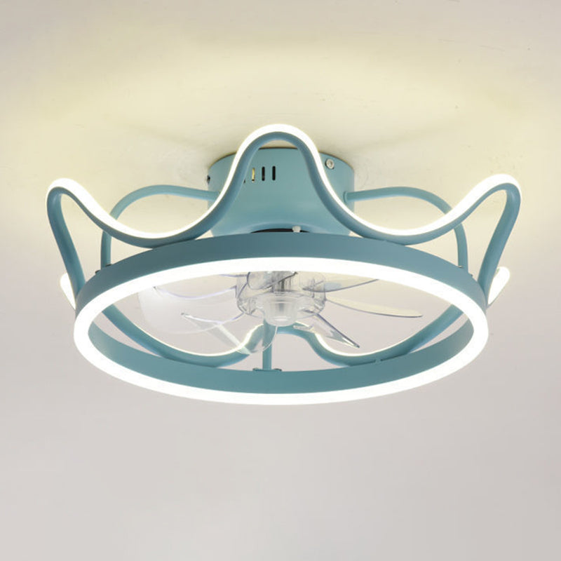 2 Light Ceiling Fan Light Modern Style Metal Ceiling Fan Light for Children's Room