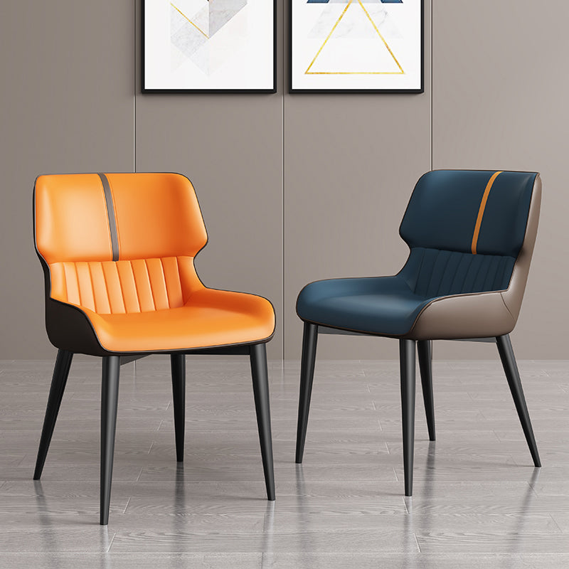 Contemporary Home Wingback Side Chair Matte Finish Leather Dining Chair