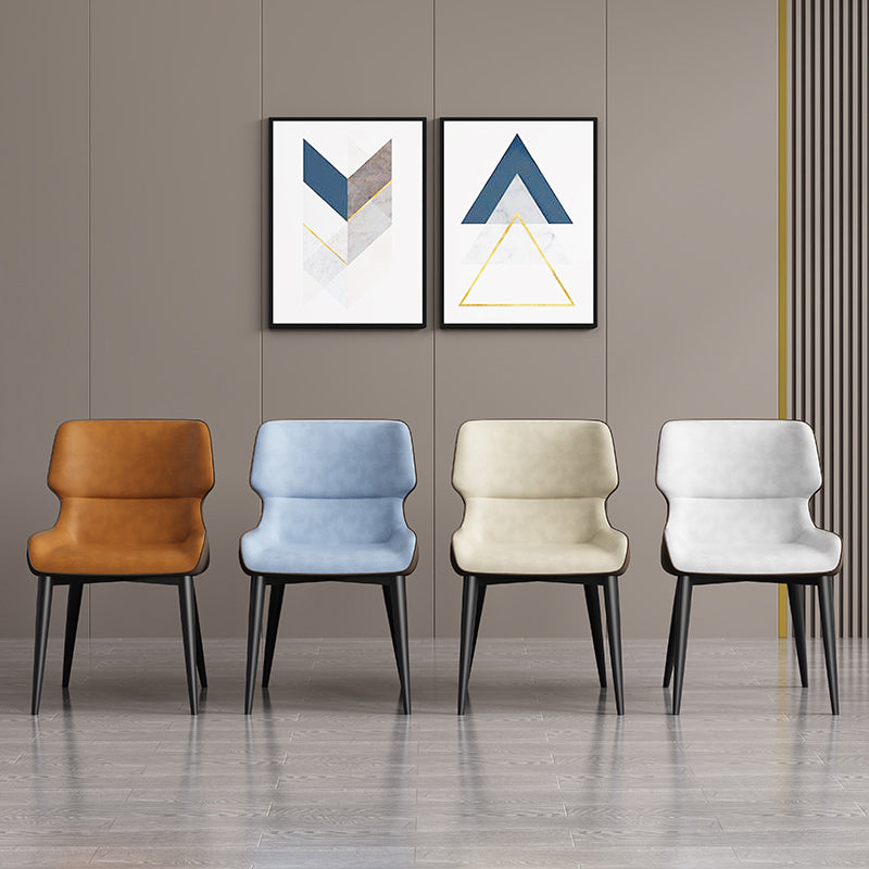 Contemporary Home Wingback Side Chair Matte Finish Leather Dining Chair