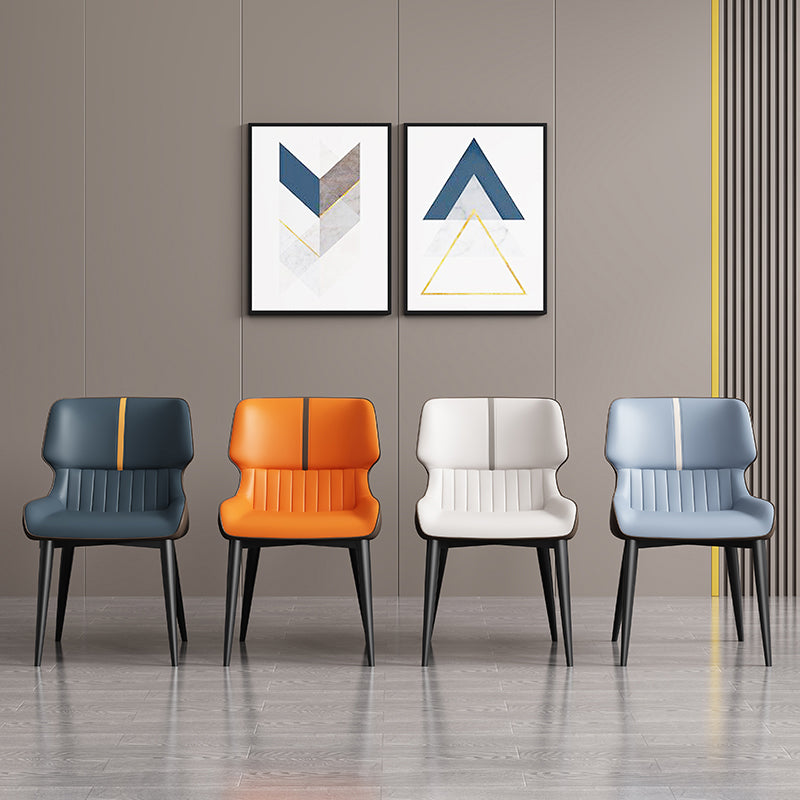 Contemporary Home Wingback Side Chair Matte Finish Leather Dining Chair