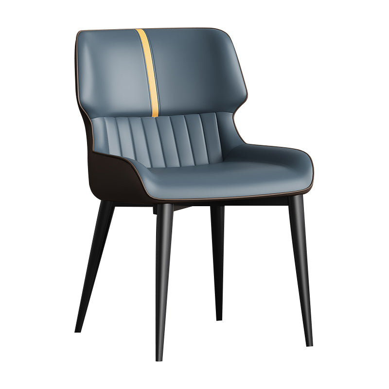 Contemporary Home Wingback Side Chair Matte Finish Leather Dining Chair