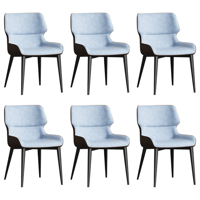 Contemporary Home Wingback Side Chair Matte Finish Leather Dining Chair