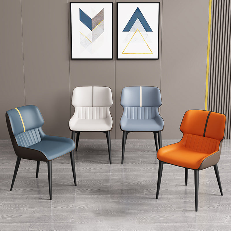 Contemporary Home Wingback Side Chair Matte Finish Leather Dining Chair