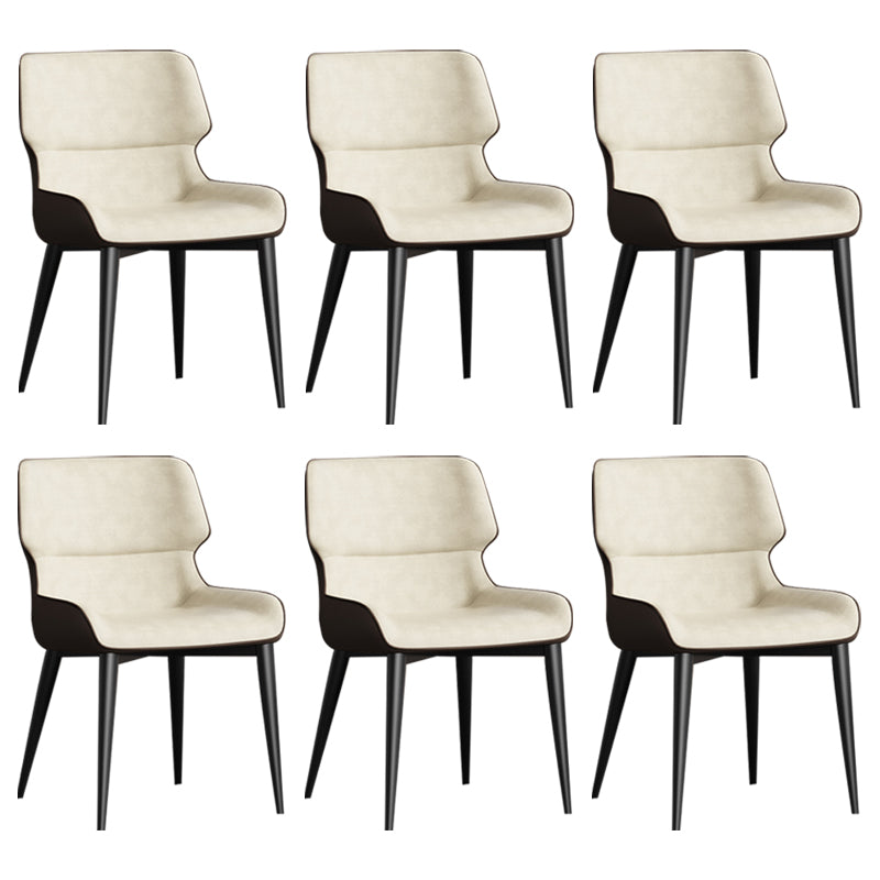 Contemporary Home Wingback Side Chair Matte Finish Leather Dining Chair