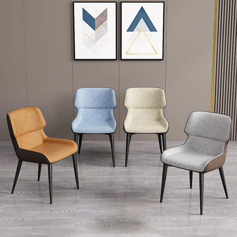 Contemporary Home Wingback Side Chair Matte Finish Leather Dining Chair