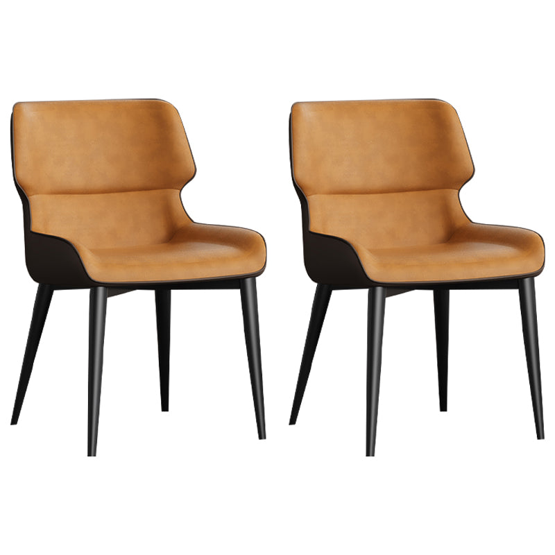 Contemporary Home Wingback Side Chair Matte Finish Leather Dining Chair