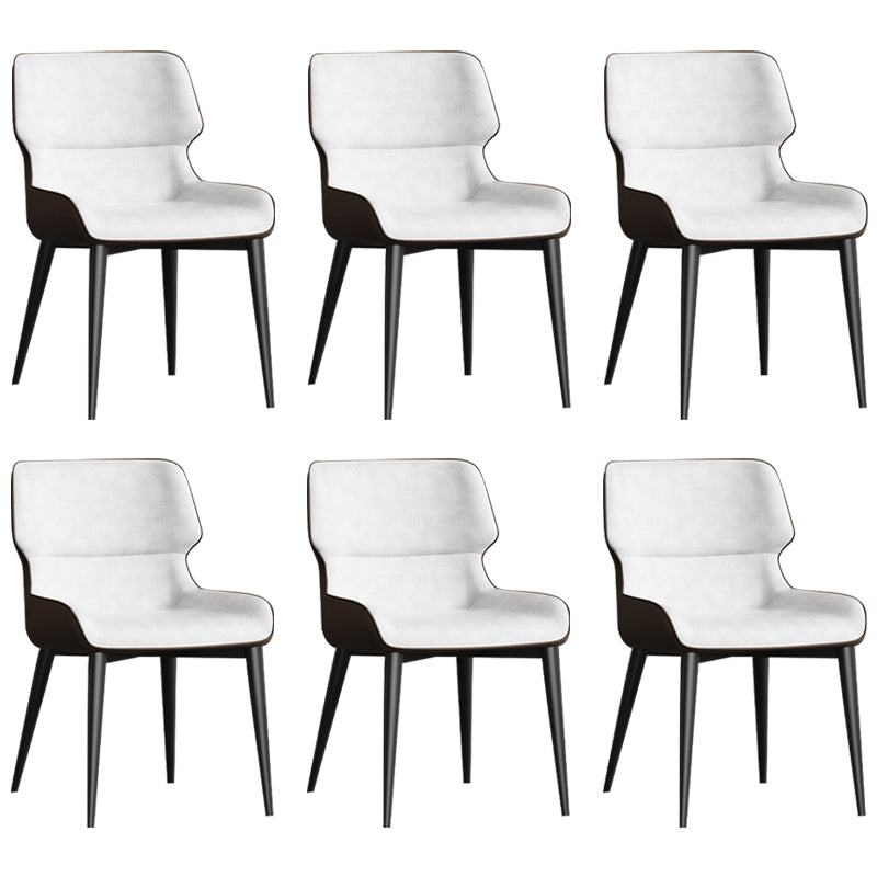 Contemporary Home Wingback Side Chair Matte Finish Leather Dining Chair