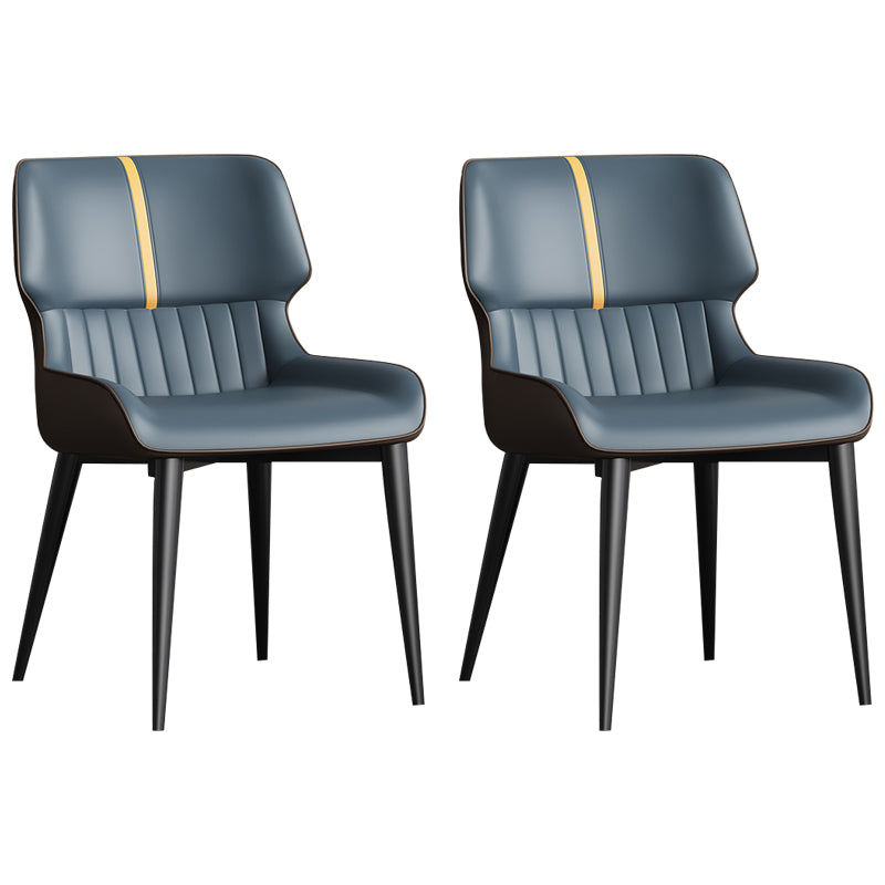 Contemporary Home Wingback Side Chair Matte Finish Leather Dining Chair