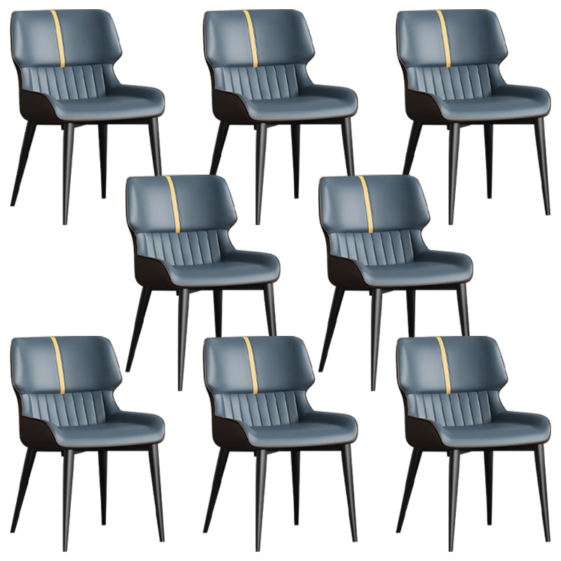 Contemporary Home Wingback Side Chair Matte Finish Leather Dining Chair