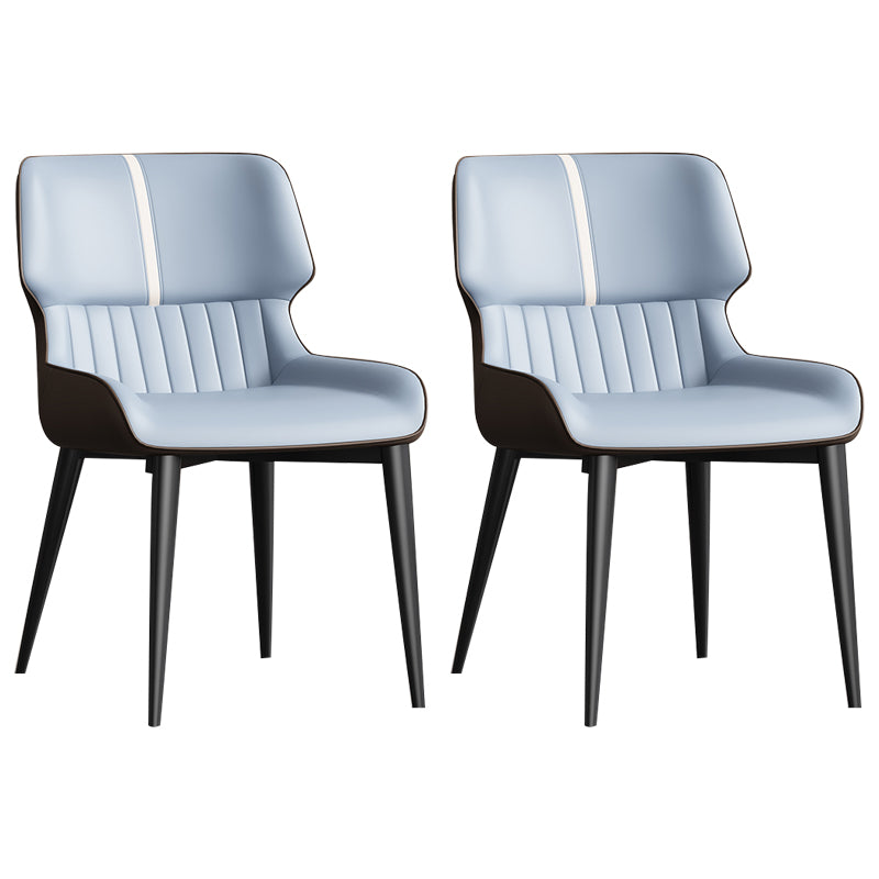 Contemporary Home Wingback Side Chair Matte Finish Leather Dining Chair