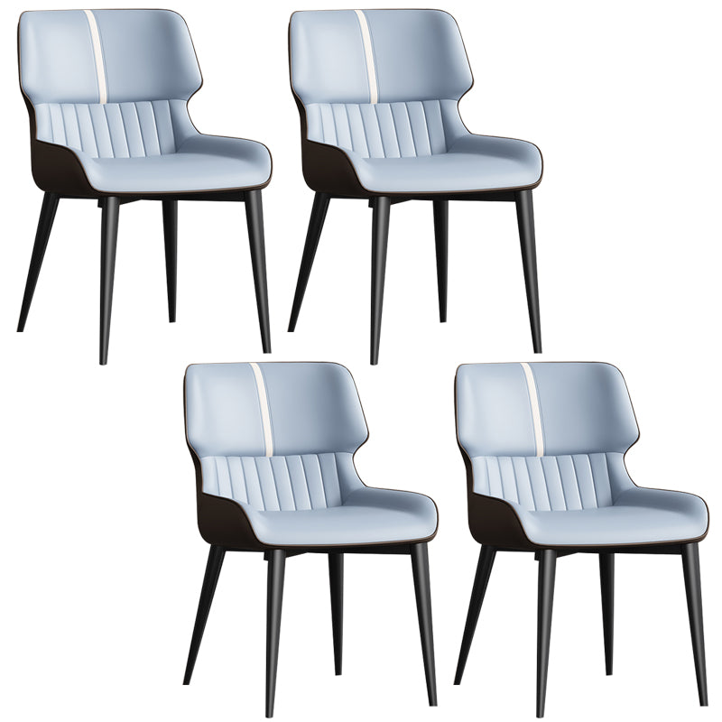 Contemporary Home Wingback Side Chair Matte Finish Leather Dining Chair