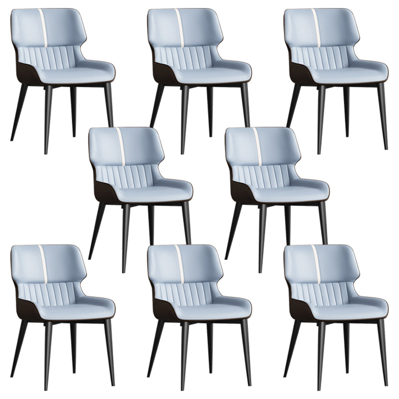 Contemporary Home Wingback Side Chair Matte Finish Leather Dining Chair