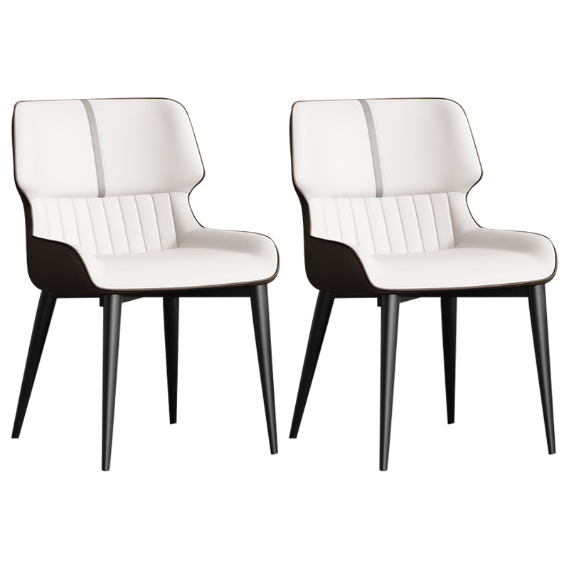 Contemporary Home Wingback Side Chair Matte Finish Leather Dining Chair