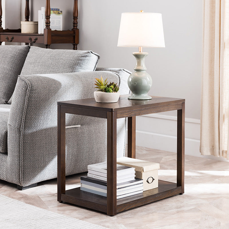 Farmhouse Wooden Side Table One Shelf Side Table with Wood Legs