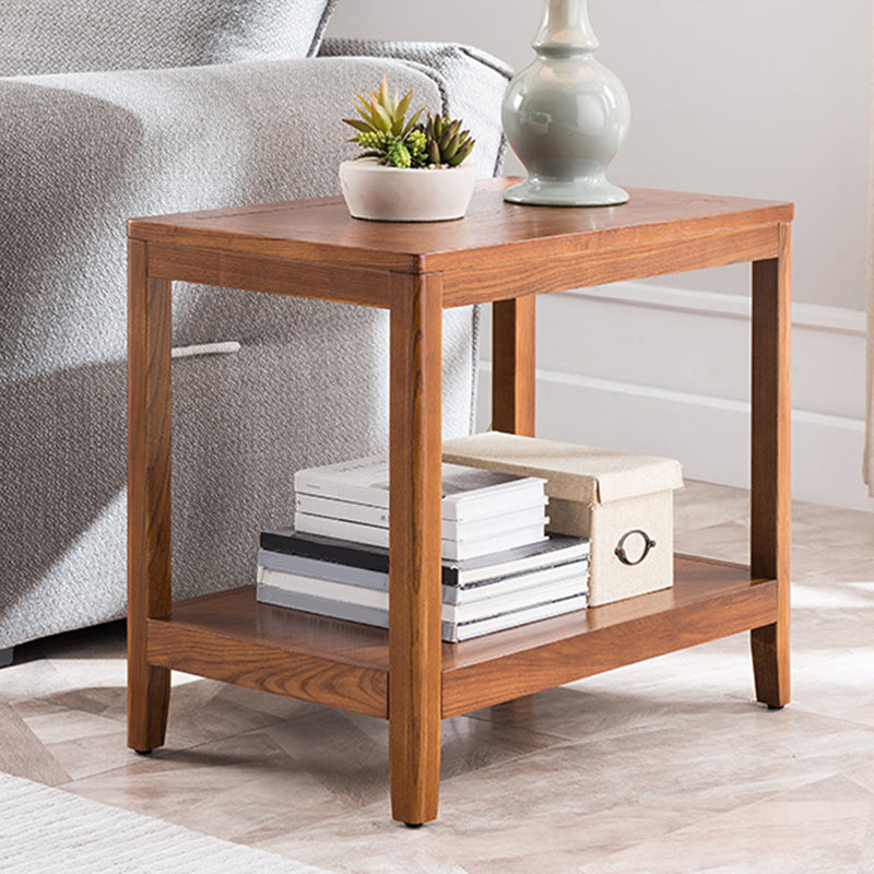 Farmhouse Wooden Side Table One Shelf Side Table with Wood Legs