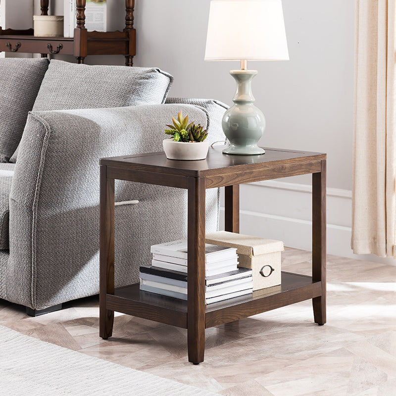 Farmhouse Wooden Side Table One Shelf Side Table with Wood Legs