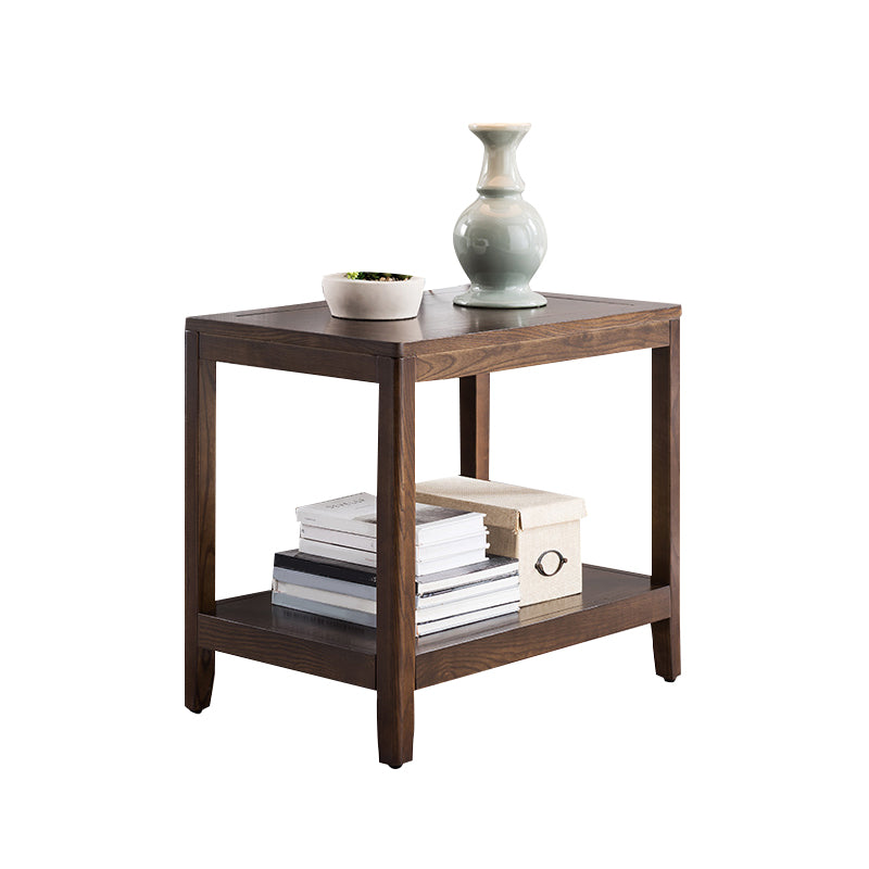 Farmhouse Wooden Side Table One Shelf Side Table with Wood Legs