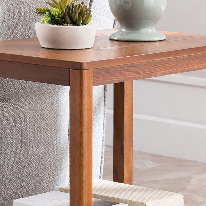 Farmhouse Wooden Side Table One Shelf Side Table with Wood Legs