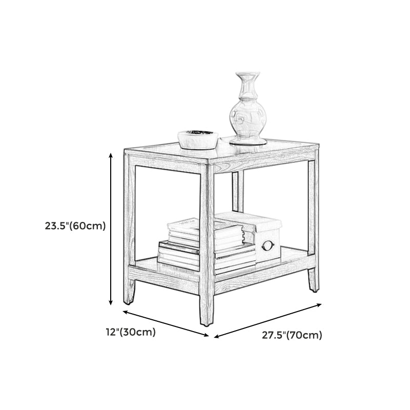 Farmhouse Wooden Side Table One Shelf Side Table with Wood Legs