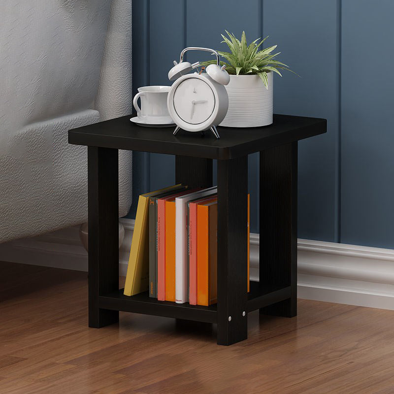 Farmhouse Licing Room Wood Side Table Four-Leg Side Table with One Shelf
