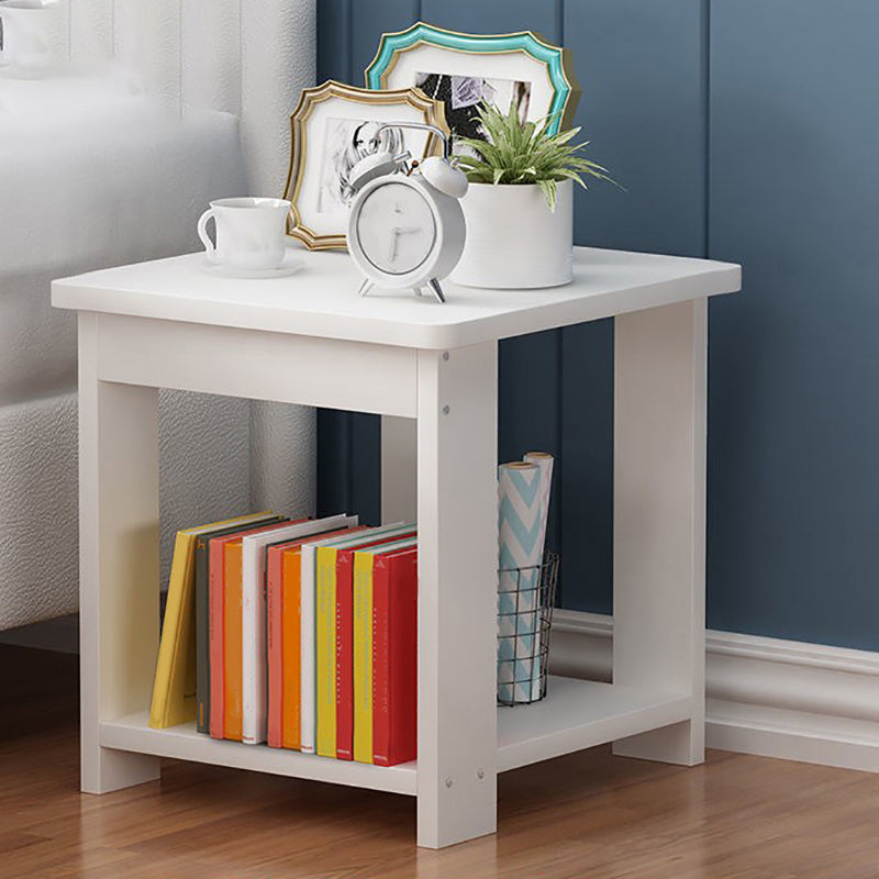 Farmhouse Licing Room Wood Side Table Four-Leg Side Table with One Shelf