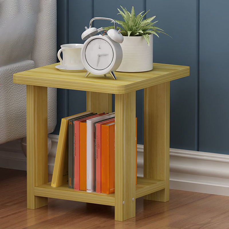 Farmhouse Licing Room Wood Side Table Four-Leg Side Table with One Shelf