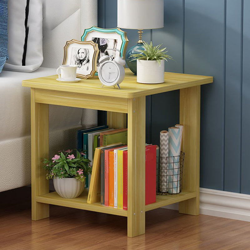 Farmhouse Licing Room Wood Side Table Four-Leg Side Table with One Shelf