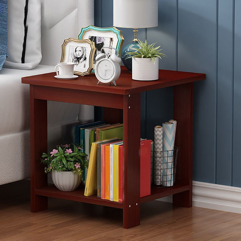 Farmhouse Licing Room Wood Side Table Four-Leg Side Table with One Shelf
