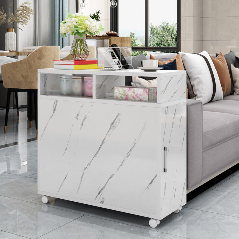 Contemporary Rectangular End Table Wood Side Table with Storage