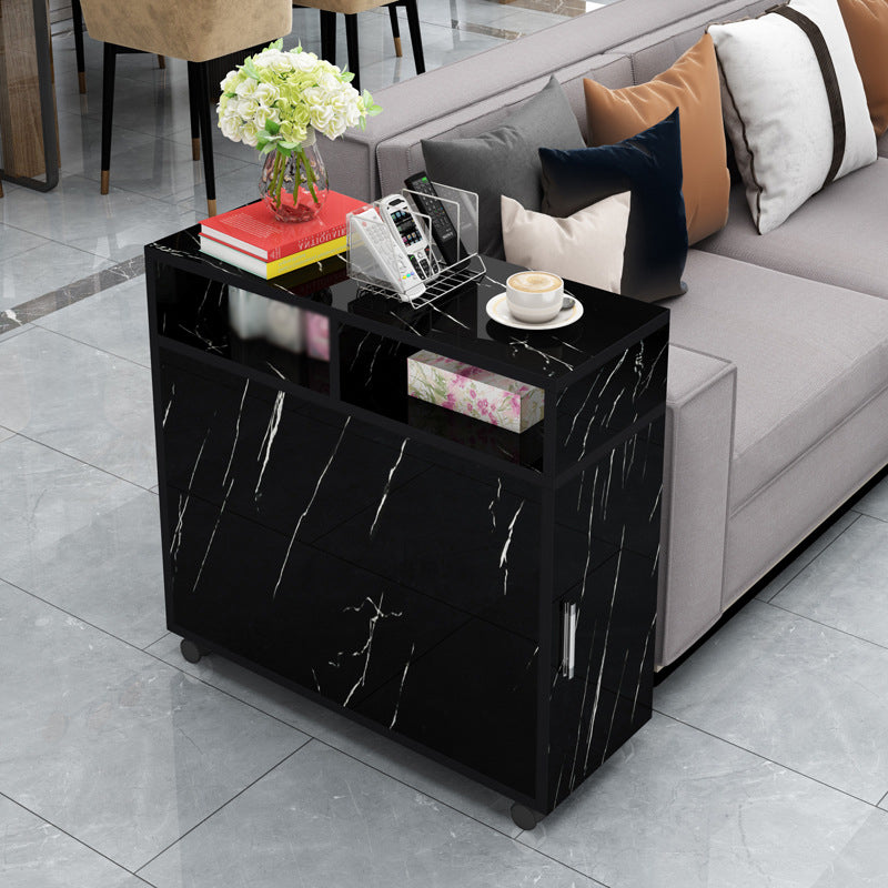Contemporary Rectangular End Table Wood Side Table with Storage