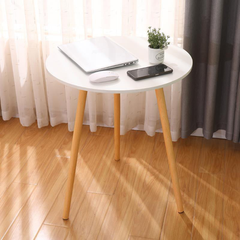 Farmhouse Round Wood Table Top Side Table with Three Wooden Legs