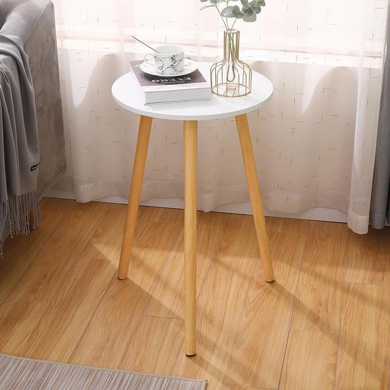 Farmhouse Round Wood Table Top Side Table with Three Wooden Legs