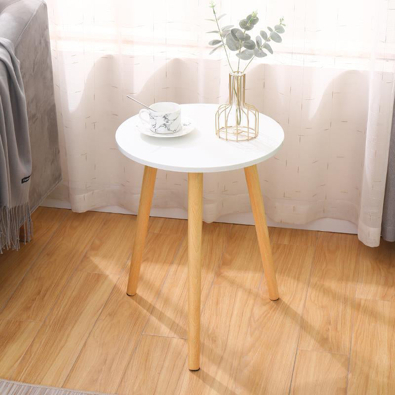 Farmhouse Round Wood Table Top Side Table with Three Wooden Legs