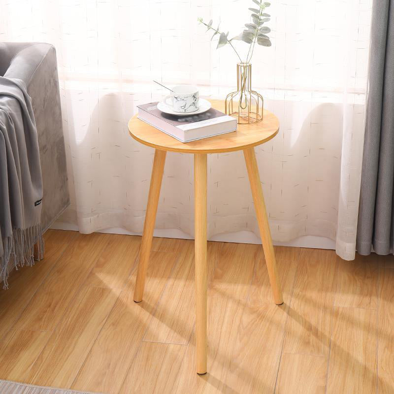 Farmhouse Round Wood Table Top Side Table with Three Wooden Legs