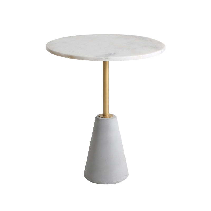 Pedestal  Antique Finish End Table, Glossy Contemporary Side Table