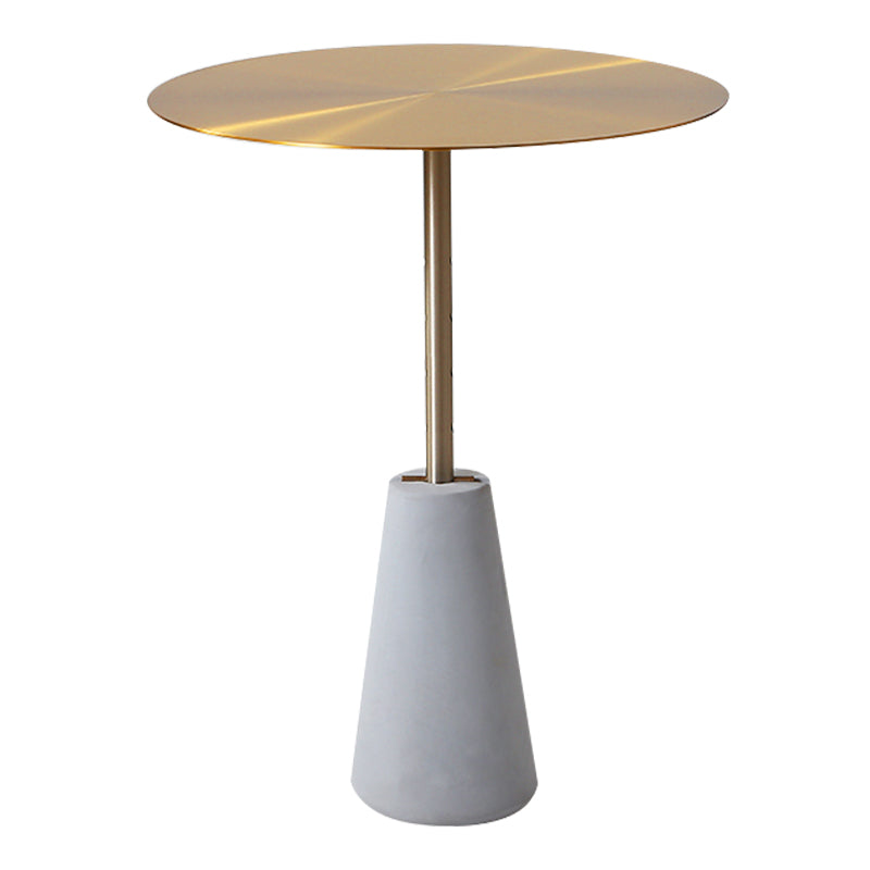 Pedestal  Antique Finish End Table, Glossy Contemporary Side Table