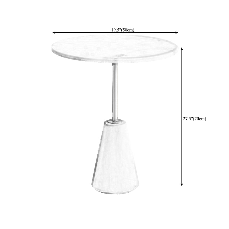 Pedestal  Antique Finish End Table, Glossy Contemporary Side Table