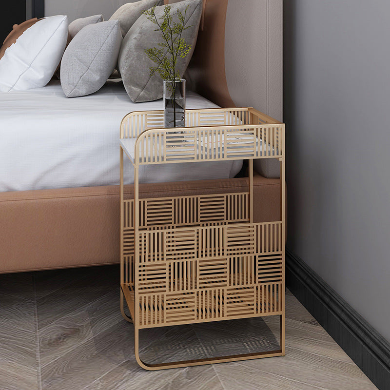 19.69" Tall Stone/Iron Nightstand Contemporary 1 - Shelf Night Stand
