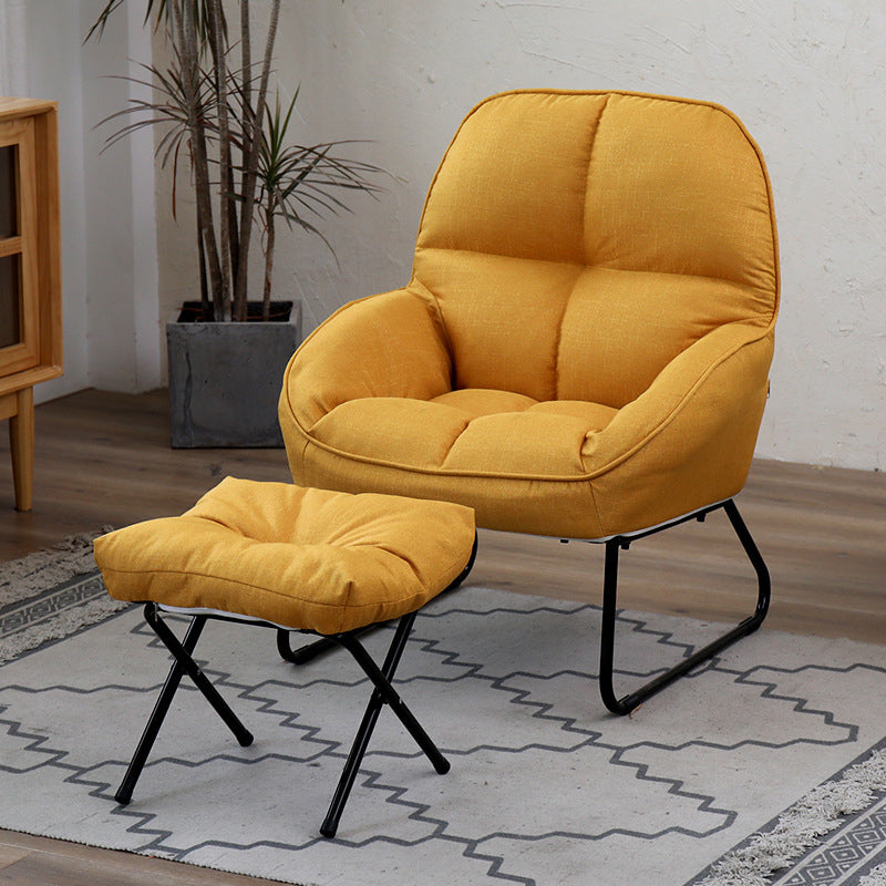 Linen 23.62"Wide Flared Arms Chair with Sled Based and Biscuit Back