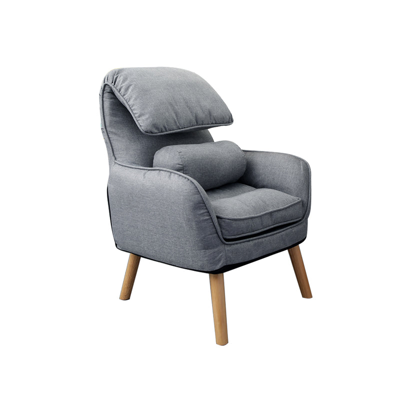 Flared Arms Chair with Pillow Back and Basic Four Legs for Bedroom