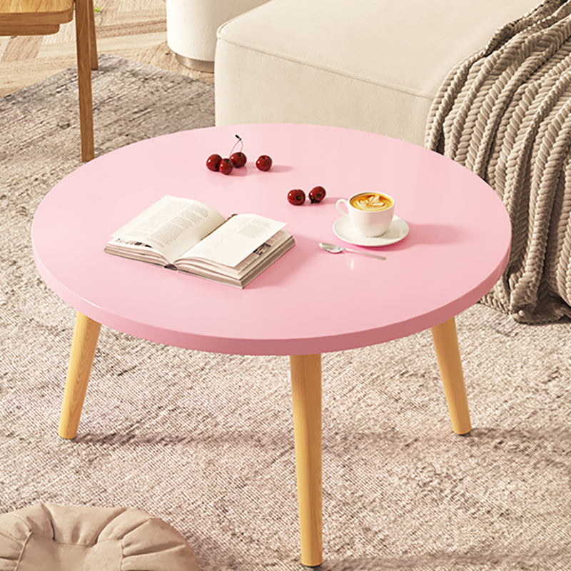 Modern Style Pine Material Wooden Craft Top Round Coffee Table